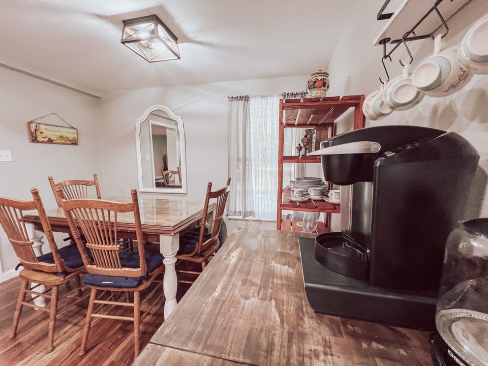 Cozy Cottage Kitchen with Keurig and all the coffee pods & essentials!