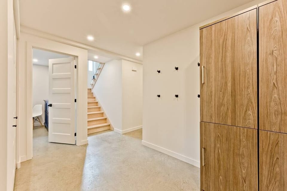 Down the stairs