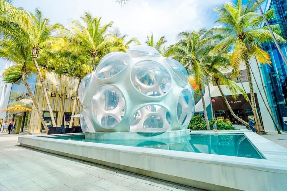 Browse the colorful plazas throughout the Design District