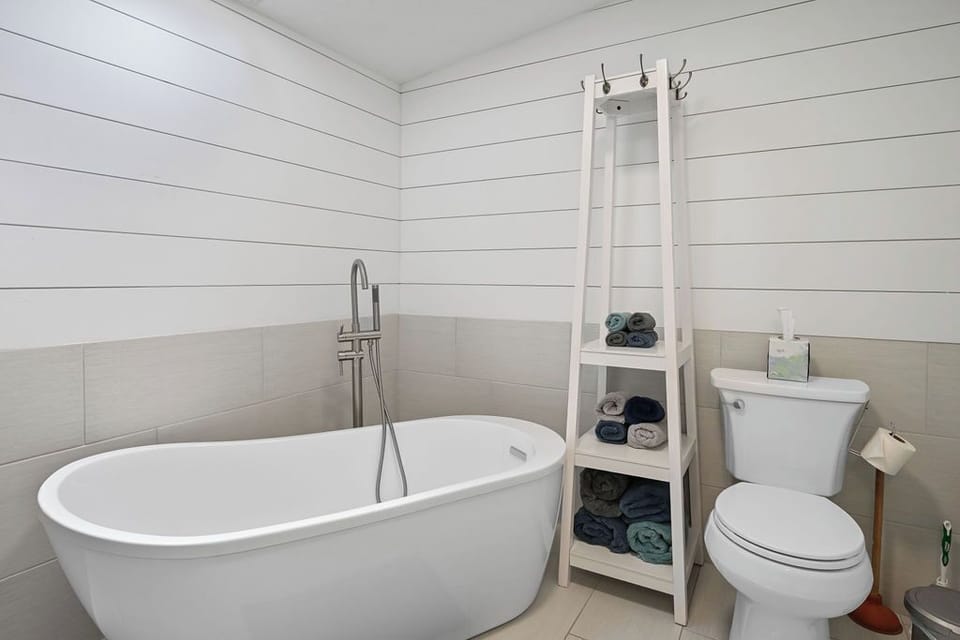 Stand-alone tub in master bathroom