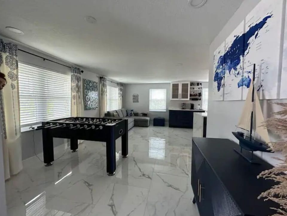 Entrance and foosball area