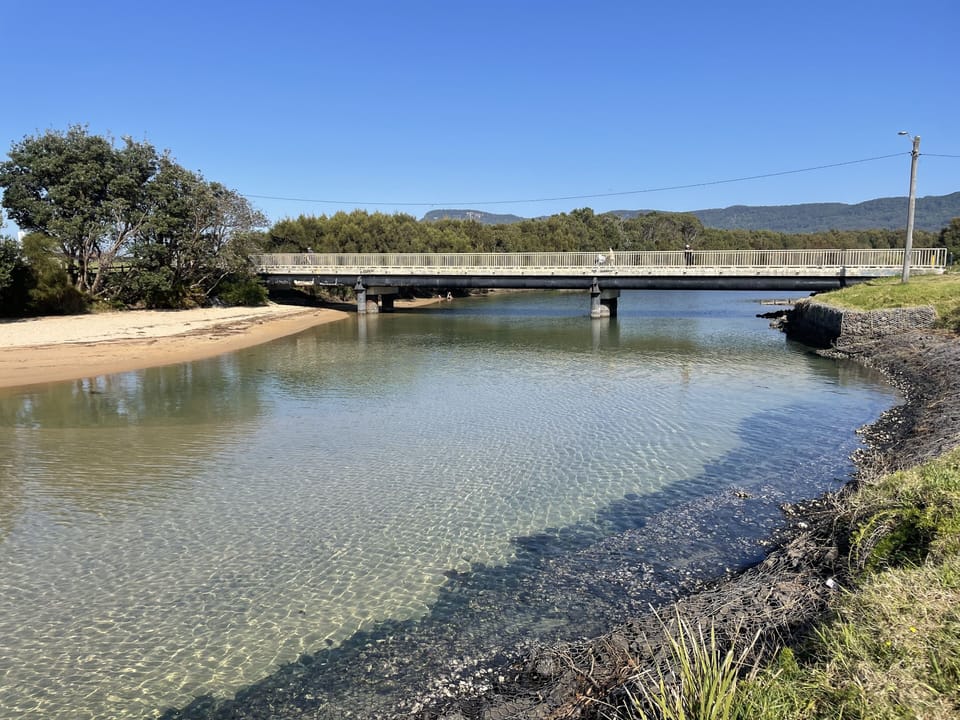 nearby creek / lagoon 300m away. opens out to corrimal beach.