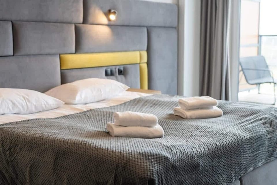 Soft pillows on the bed. 