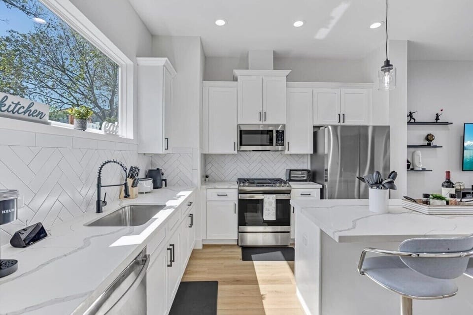 Second Floor Kitchen with modern stainless steel appliances