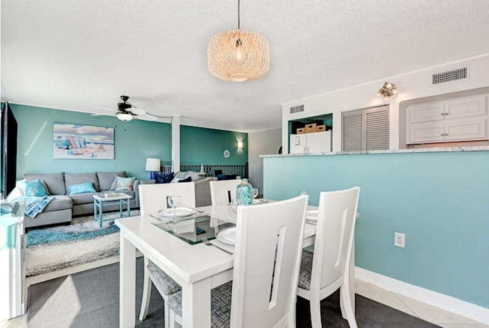 Dining area with a view of the water 