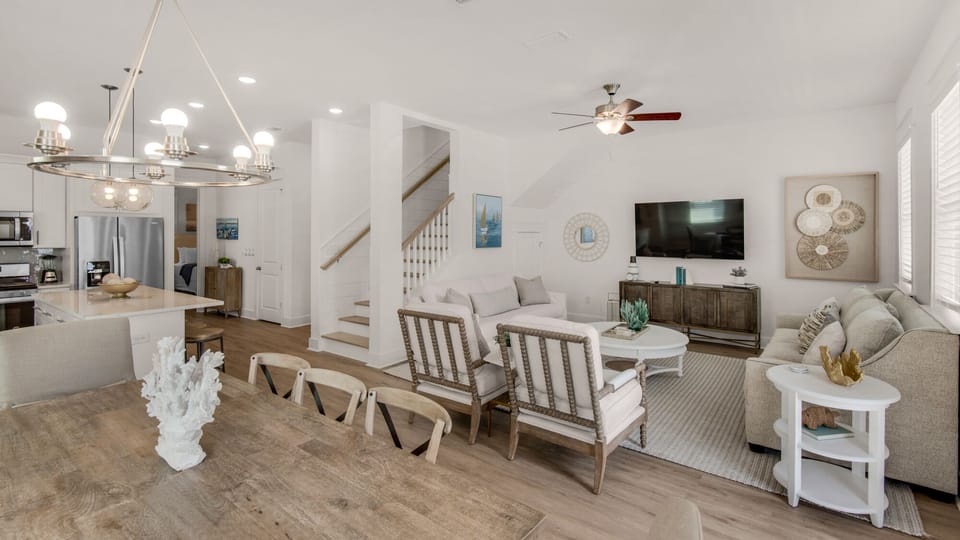 Serene Stay on 30A Dining Table and Living Area