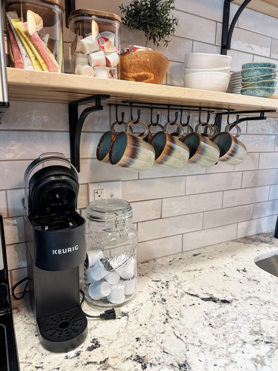 Mornings call for coffee without leaving the house. Help yourself to K-cups, sugar and creamer. 