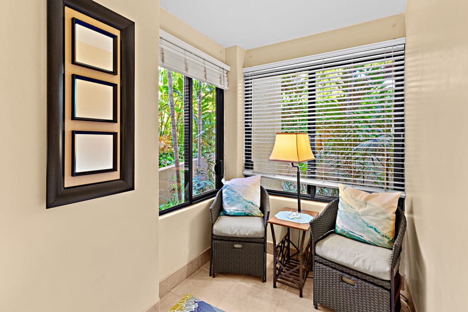 Large windows with adjustable blinds