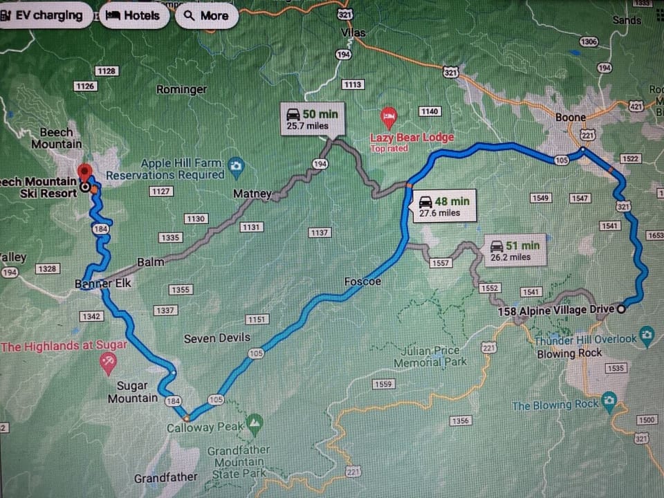 Roughly 45 Minute Drive to Beech Mountain Ski Resort