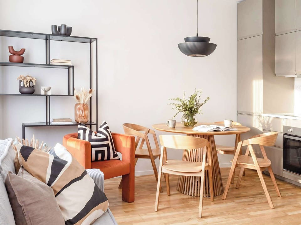 Dinning area and kitchen in the living room