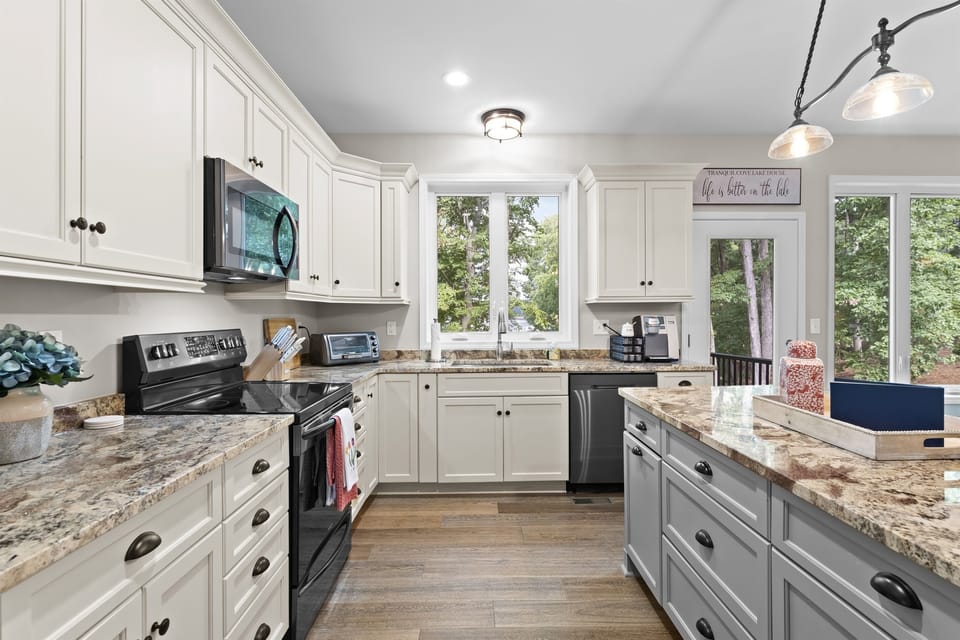 Fully loaded kitchen with all major appliances, dishes, etc.