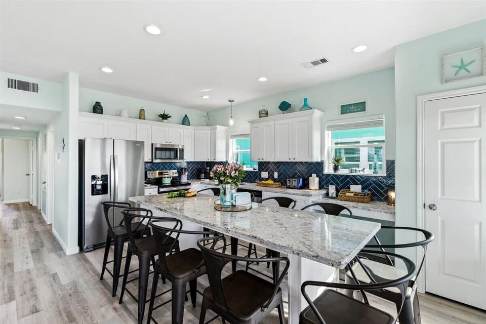 Kitchen island and seating