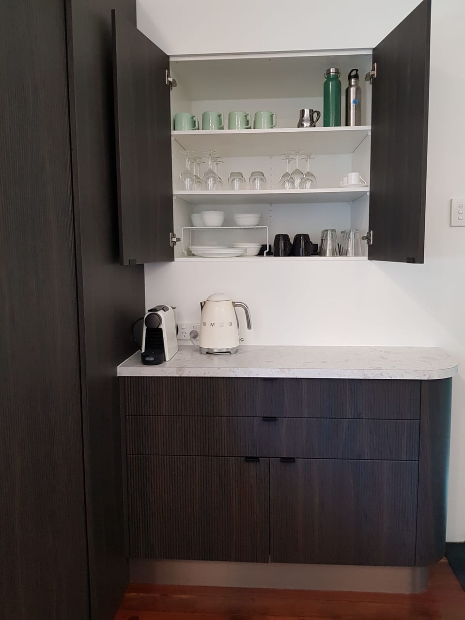 Coffee Bar with Nespresso Pod machine.