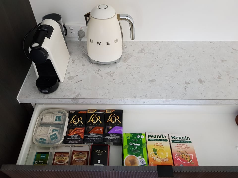 Coffee Bar with a selection of teas and coffee.