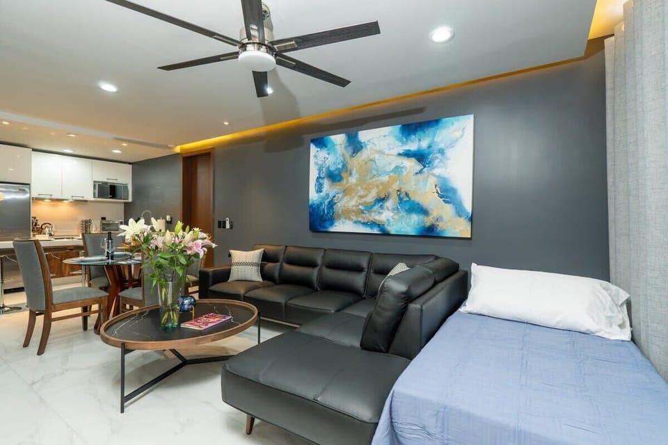 Twin bed installed in living room