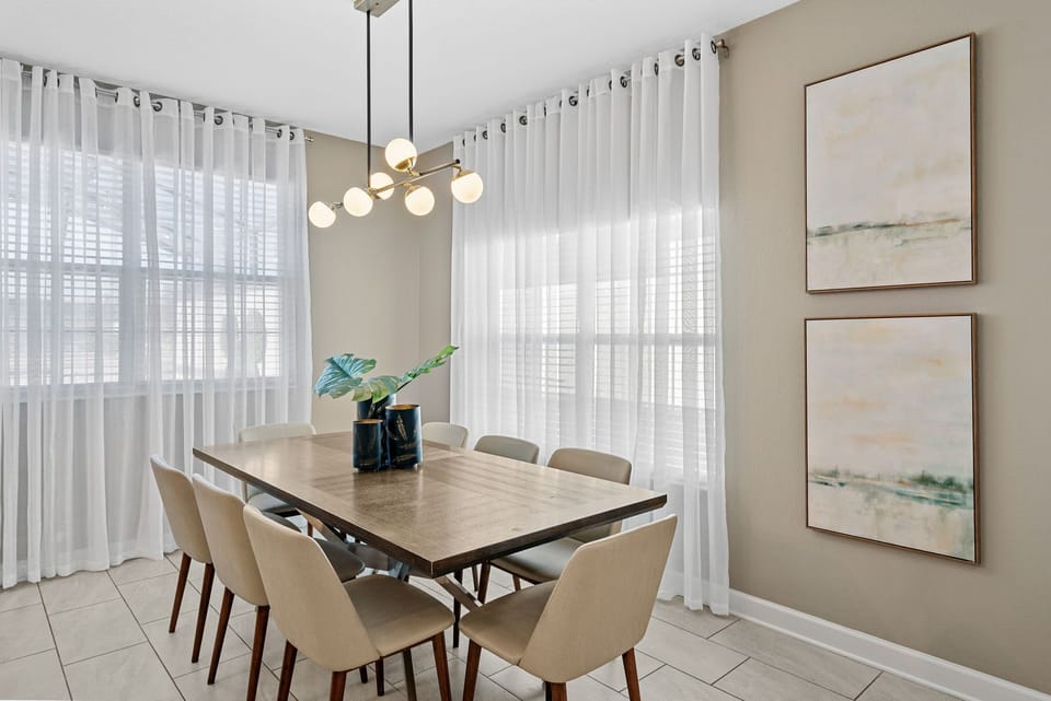 Revel in elegant dining bathed in natural light. 