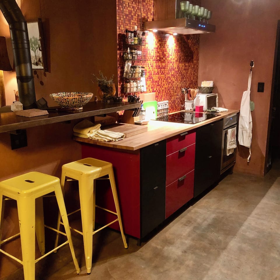 9ft counter run, induction stove top, oven, vent hood, toaster oven