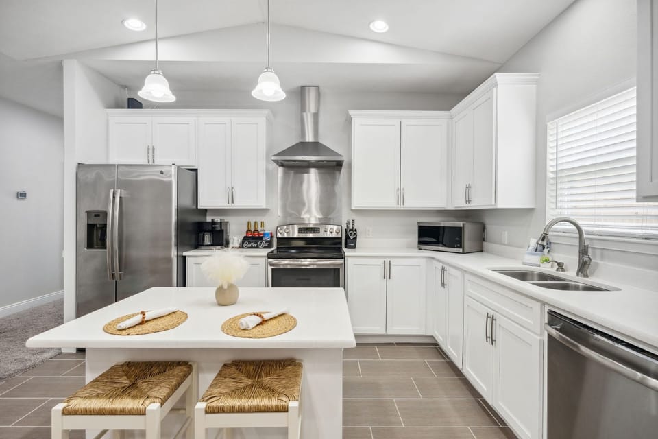 With appliances like Ninja Blender, air fryer, waffle maker, toaster, etc.