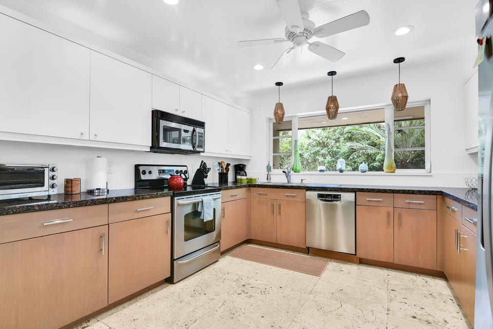 Kitchen is located right off the dining area