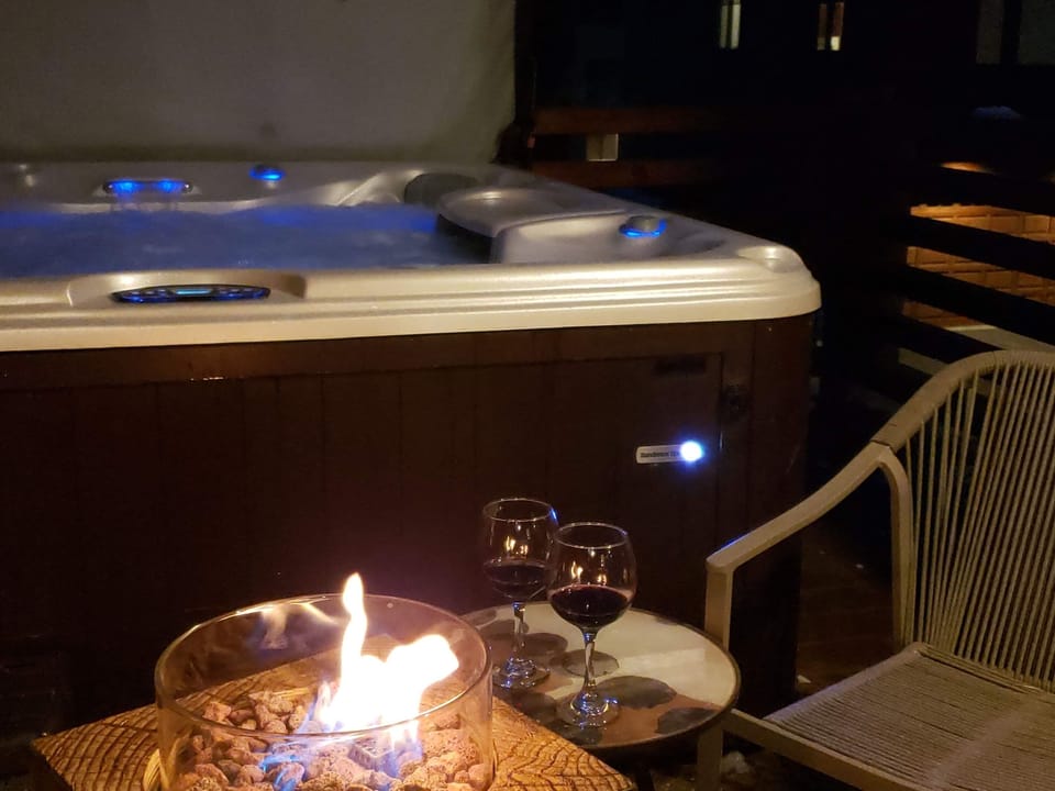 The balcony at Interstellar | Apogee (#7) includes a fire feature—perfect for gathering outside after sunset.
