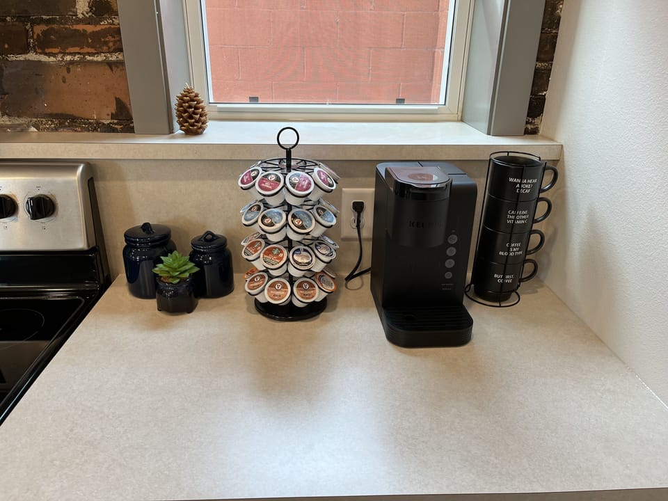 Large selection of coffee and other hot beverages.