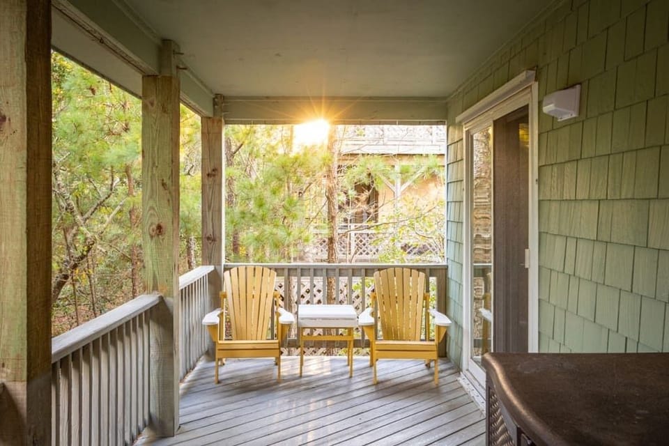 Mid Level Covered Deck Seating Area with Nature Views and a Calm, Private Setting for Rest and Rejuvenation
