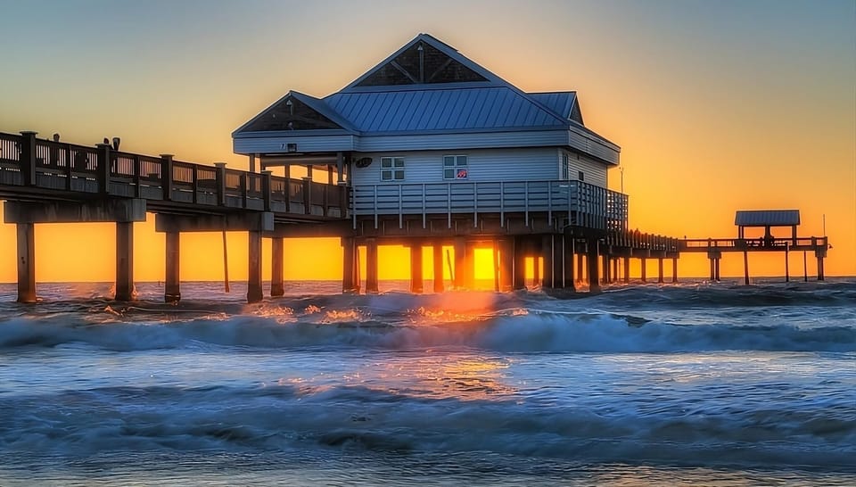 Chase golden-hour views along the nearby shoreline and pier
