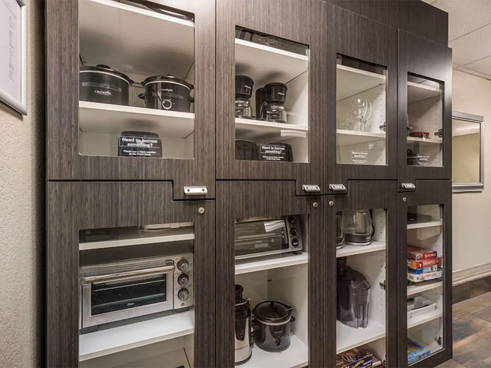 Grab handy extras anytime from the well-stocked guest pantry.
