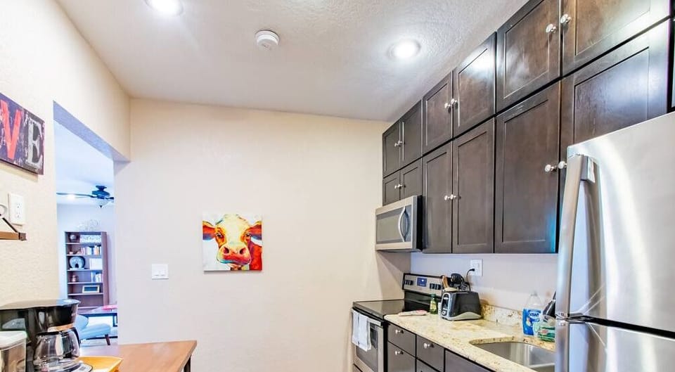 A classy kitchen with all the latest conveniences.
