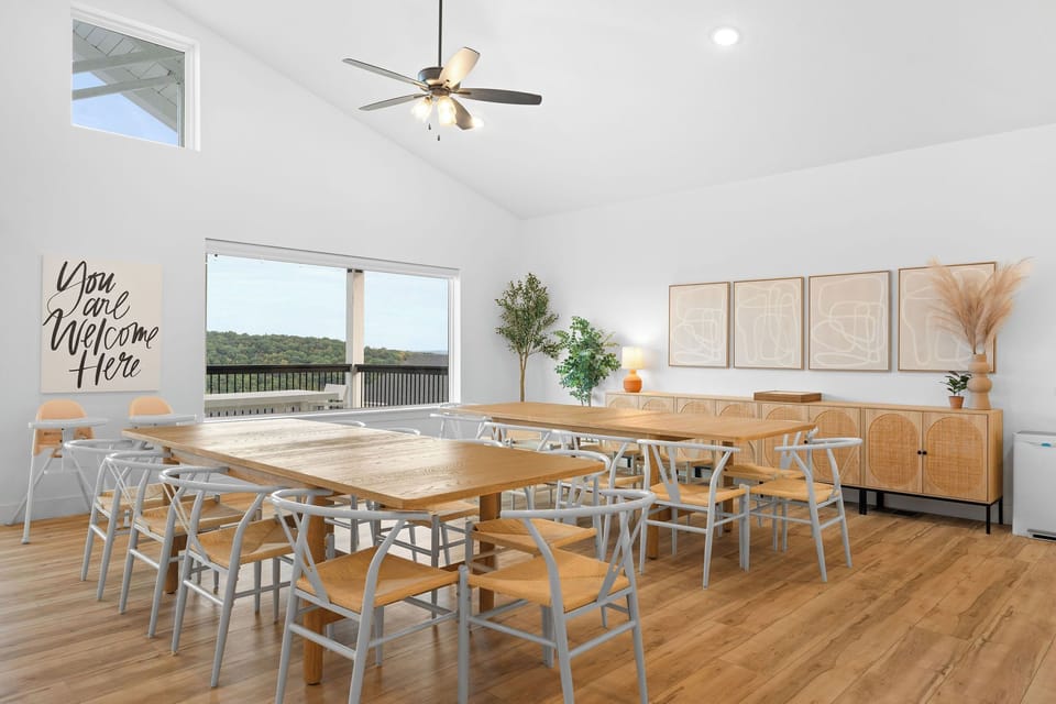 Two massive dining tables (from West Elm) perfect for eating, puzzle building, and game-playing