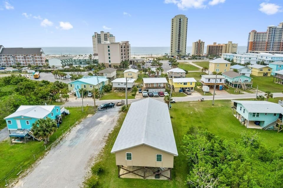 Aerial view showing proximity to beach