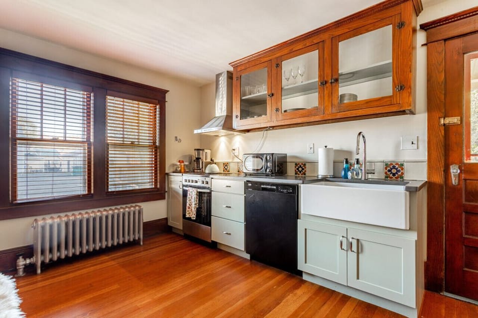 Kitchen has new amenities and has door leading to back garden