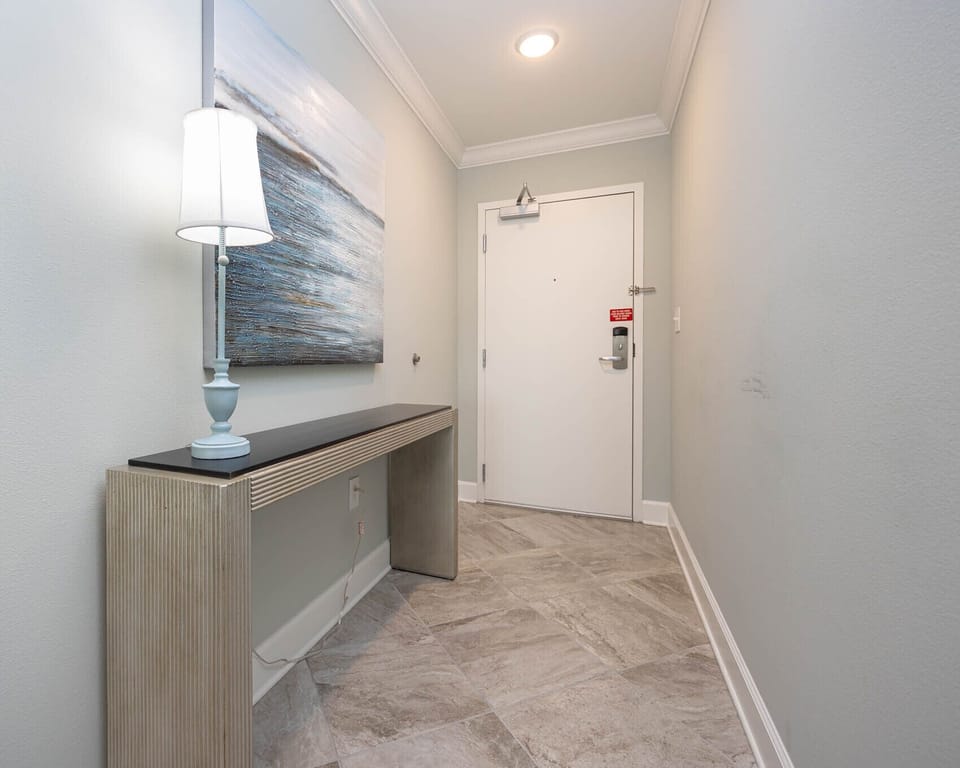 Welcoming entryway to your vacation rental invites you to relax for the perfect beachfront getaway