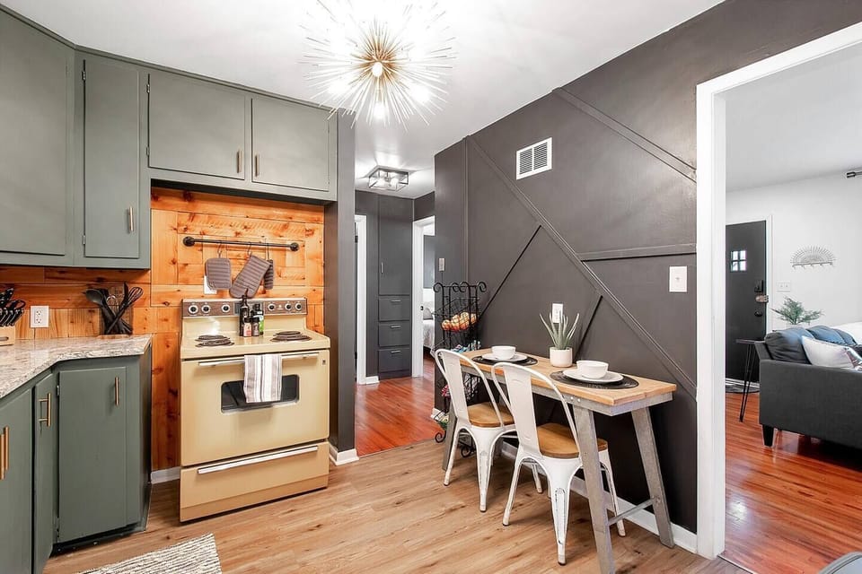 Cute Kitchen with Retro Appliances and Dining Space