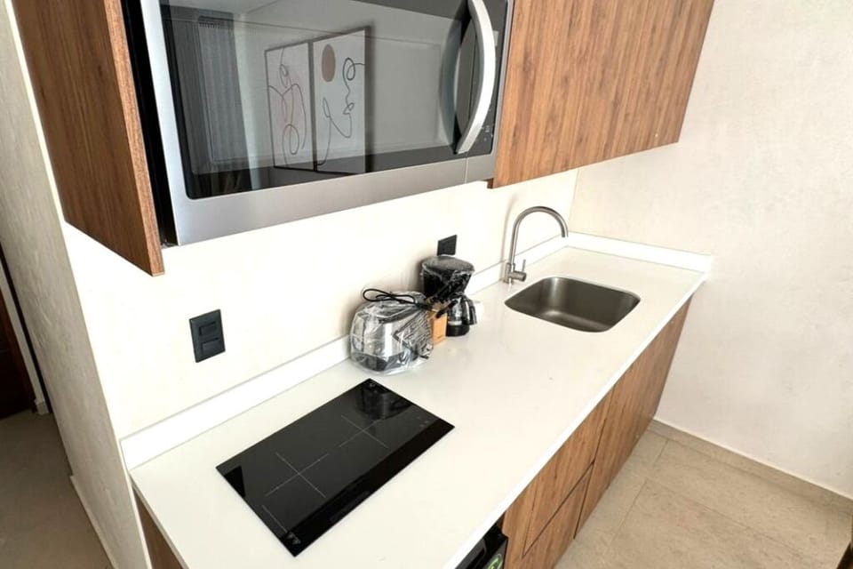 Our fully equipped kitchen boasts modern essentials.