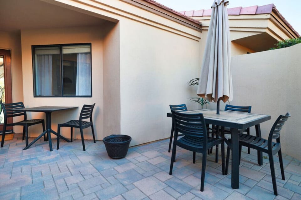 Step outside to your own outdoor retreat with fresh desert air.