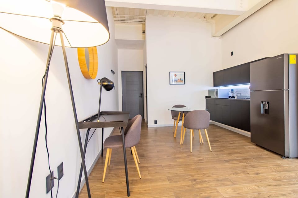 Comfortable workspace included.


