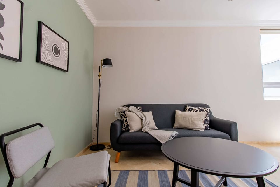 Comfortable living space with full setup.


